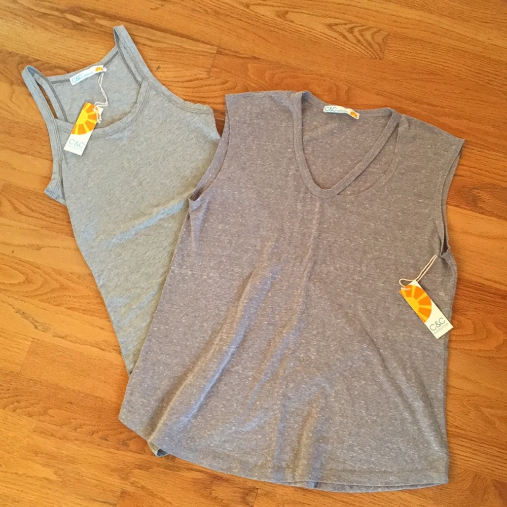 C&C California Tops Gray NWT FAB! Both included